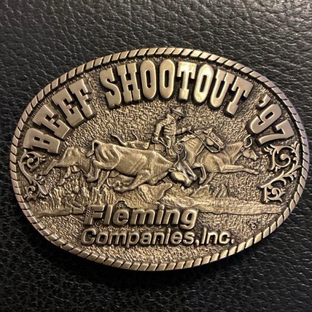 Award Design Medals Belt Buckle Mens OS Silver Excellent Beef Shootout 97 Cowboy